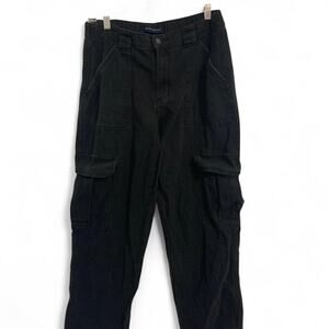 Aeropostale Black Mid Rise Straight Leg Cargo Pants Size Medium